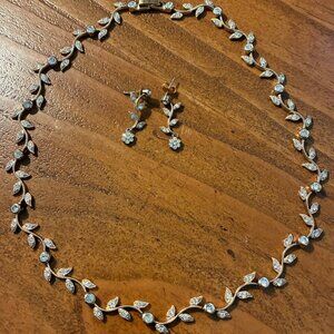 NADRI 16" Cubic Zirconia Vine Necklace & Matching Drop Earrings Set